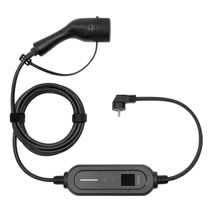 Deltaco e-Charge kabel Mode 2 Schuko–T2 6–16 A, 5,5 m